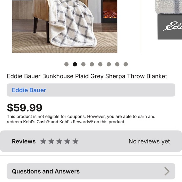 Eddie Bauer Home Cream and Gray Throw Blanket - Picture 2 of 2